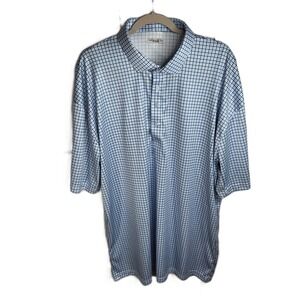 Collars And Co Dress Collar Polo Shirt Mens 3XL Blue Tattersal Performance Golf